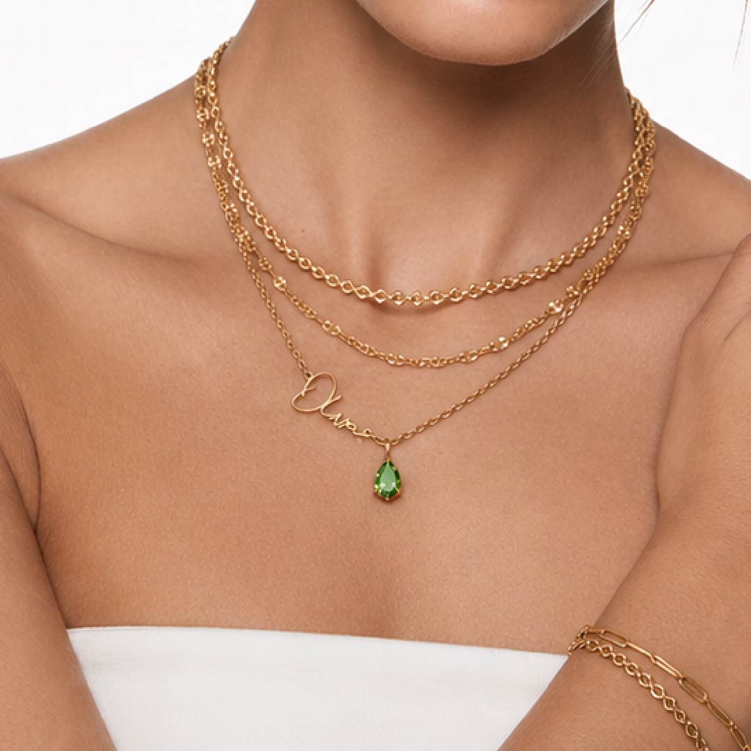 Signature Name and Birthstone Necklace
