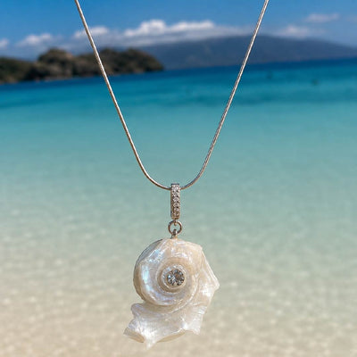 Astral Spiral | Pearlized Turbo Shell Necklace - Handcrafted 1 PC
