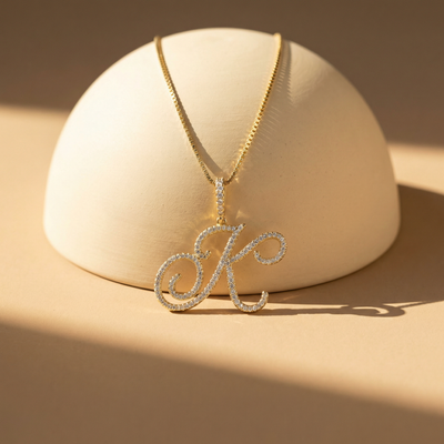 Luxe Cursive Diamond Accented Initial Necklace