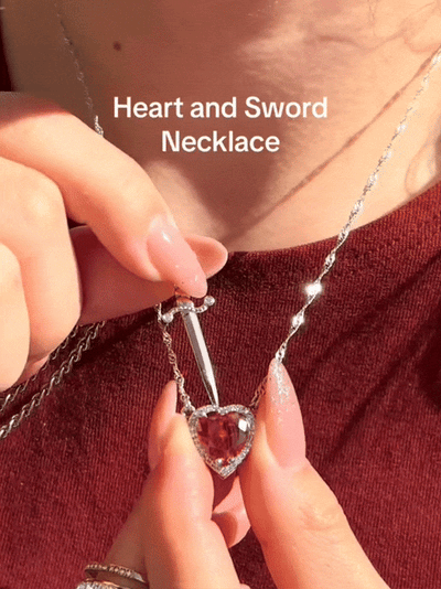 Heart and Sword Necklace Set