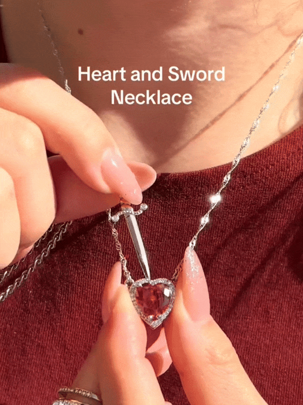 Heart and Sword Necklace Set