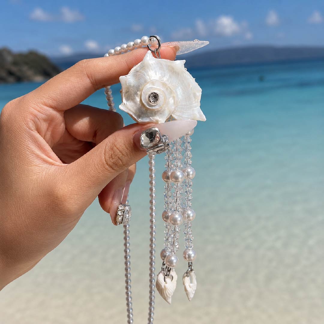 Milky Way | Pearlized Turbo Shell Necklace  - Handcrafted 1 PC