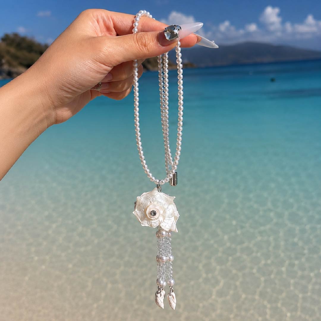 Milky Way | Pearlized Turbo Shell Necklace  - Handcrafted 1 PC