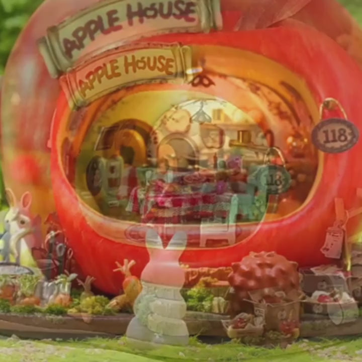 Load video: Bunny Apple House DIY Miniature House Kit