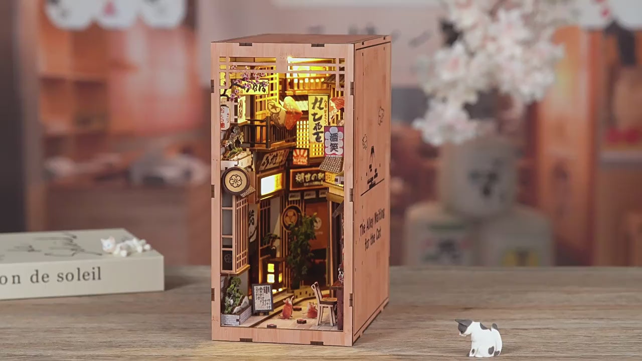 Load video: The Alley Waiting for the Cat DIY Book Nook Kit