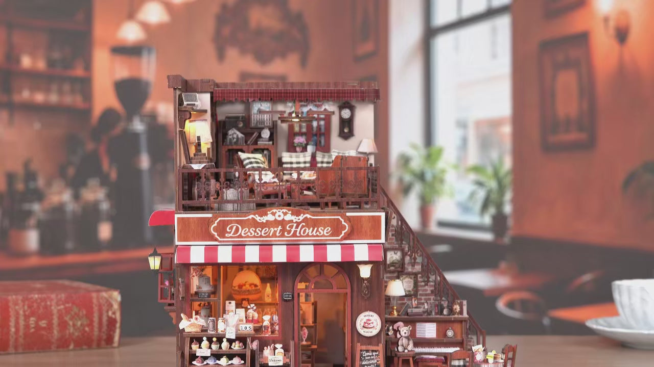 Load video: Corner Dessert House DIY Miniature House Kit