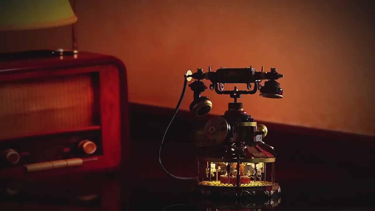 Load video: Dreamy Vintage Telephone Carousel 3D Puzzle DIY Model Kit
