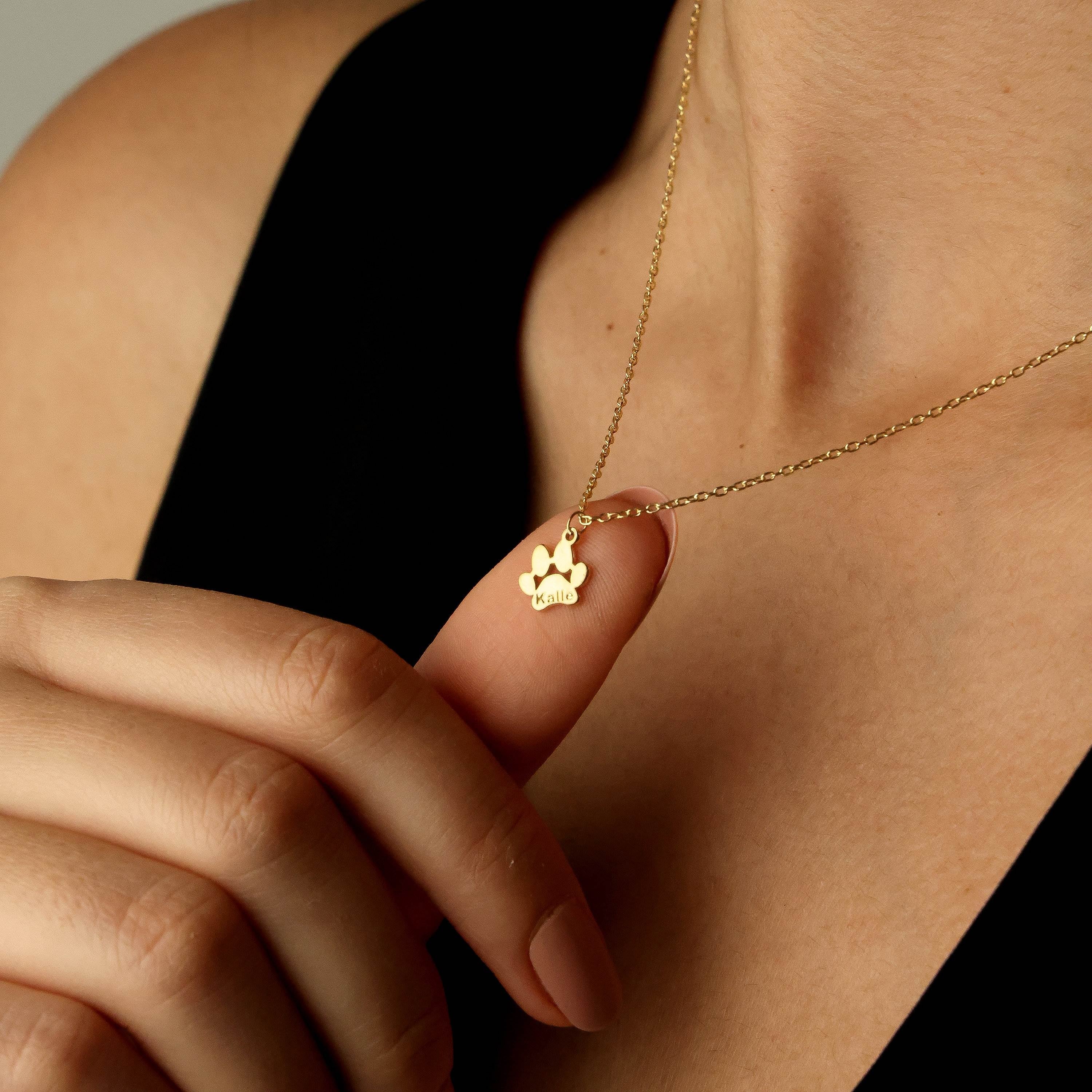 Custom Paw Print Name Necklace