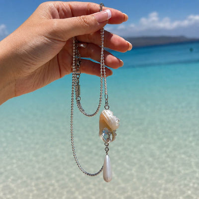 Supernova Waltz | Pearlized Turbo Shell Necklace - Handcrafted 1 PC