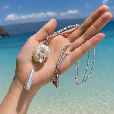 Supernova Waltz | Pearlized Turbo Shell Necklace - Handcrafted 1 PC