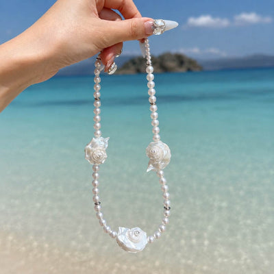 Summer Triangle | Pearlized Turbo Shell Necklace - Handcrafted 1 PC