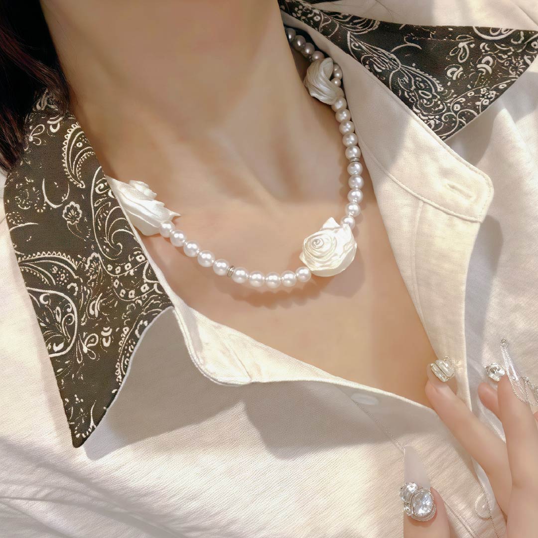 Summer Triangle | Pearlized Turbo Shell Necklace - Handcrafted 1 PC
